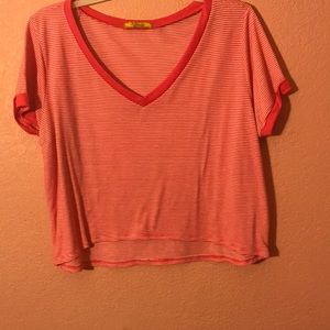 Large pink stripped crop top